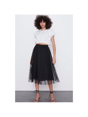 Zara Black Midi Tulle Skirt